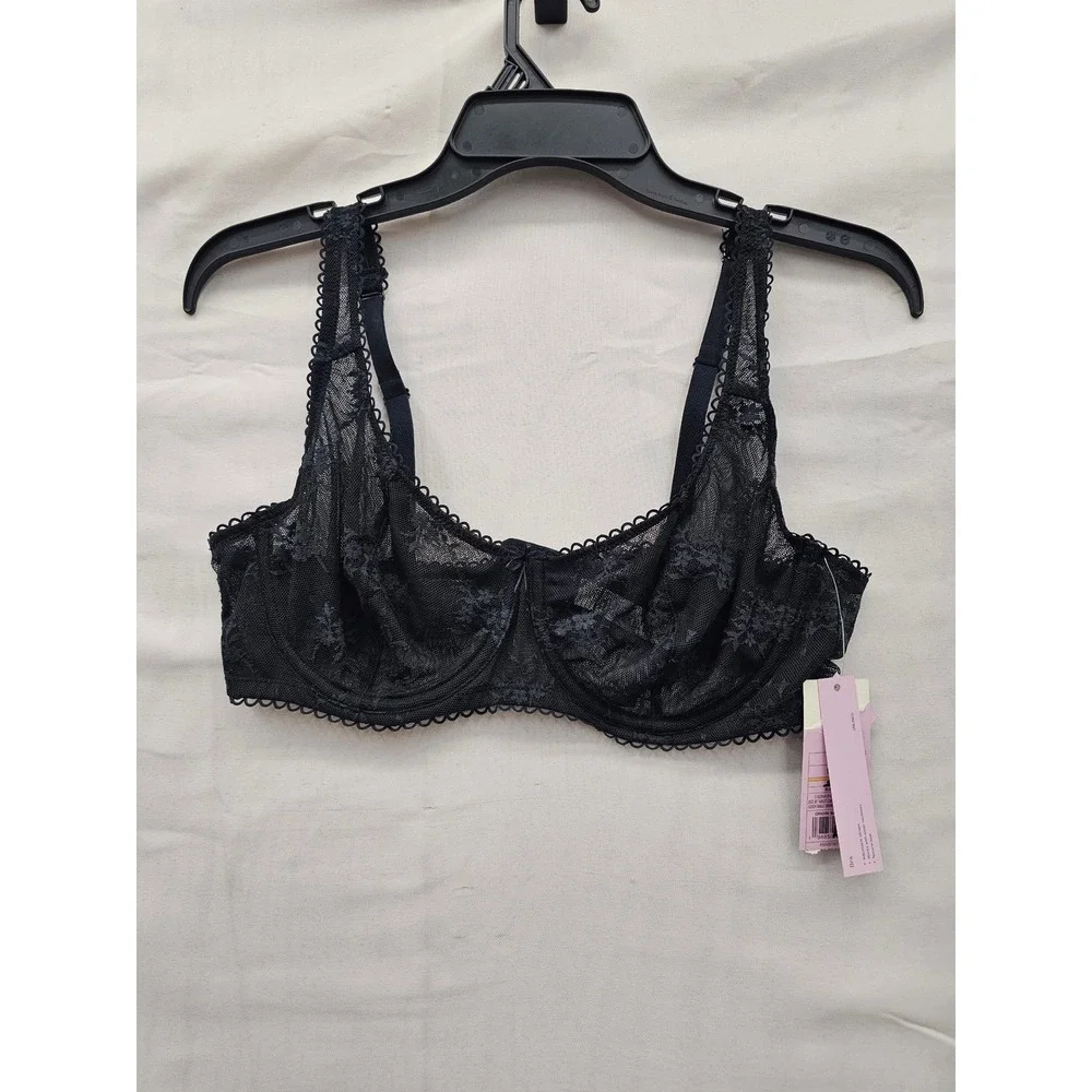 Wild Fable Womens Lace Underwire Bra Black Nylon Blend Casual Size 38B